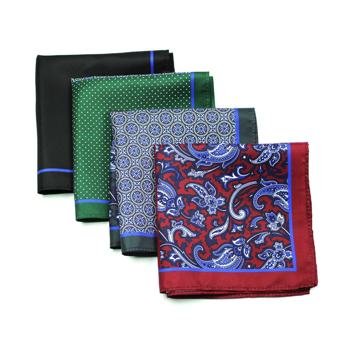 High Quality Men's Suit Hanky Men 100% Polyester Cotton Custom Logo Printed Adults