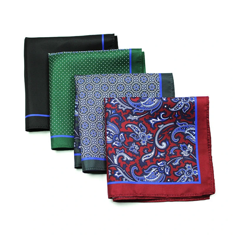 High Quality Men's Suit Hanky Men 100% Polyester Cotton Custom Logo Printed Adults
