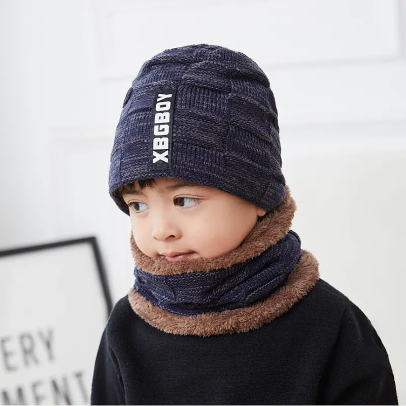 High quality children winter hats Cute Winter boy Caps knitted Boy Warm Pompom Beanies children beanie hats