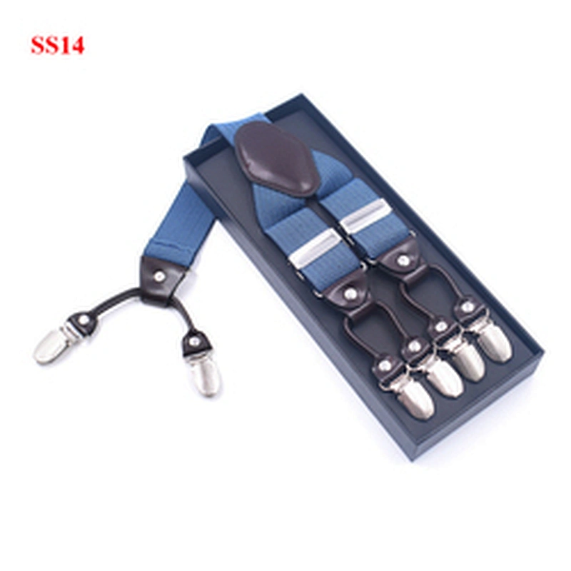 Customized Fashion High Quality 3.5cm width elastic adjustable Jacquard Woven 6 Clip Y Shape Suspenders For Men Trousers