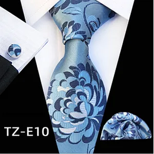 Floral Necktie Set Gift Box Custom Luxury Tie Pocket Square And Cufflink Set Jacquard Woven Mens Neck Tie Set Box