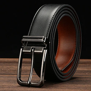 Double Side Universal Black And Brown Genuine Leather Belt Fashion Casual Men's Business Belt
