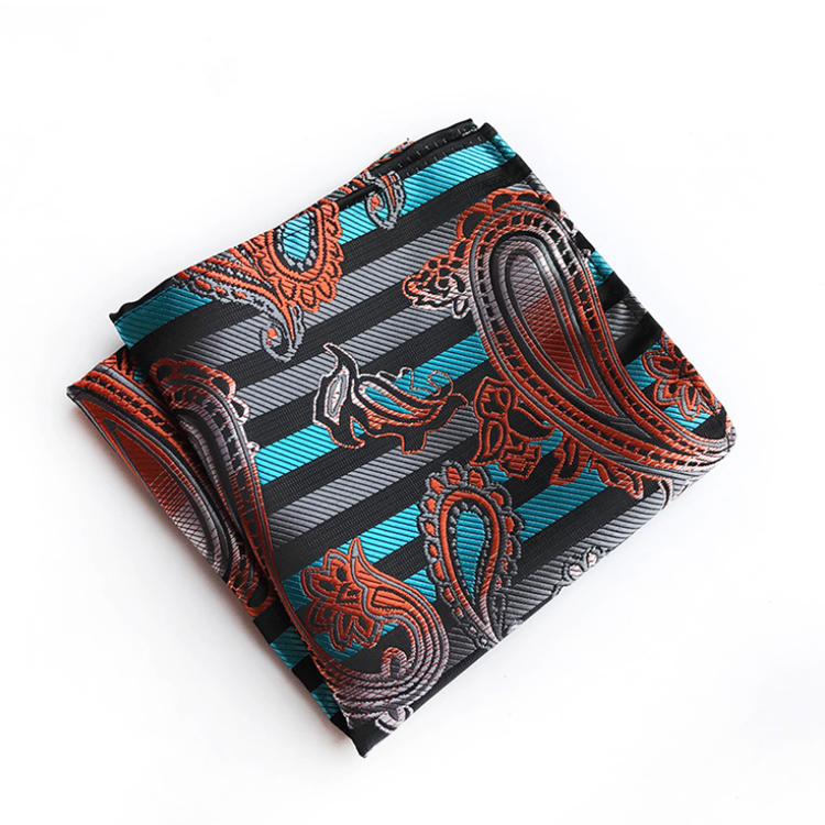 Striped Handkerchief Custom Print Soft Hanky For Men Jacquard Woven Pocket Squares For Men