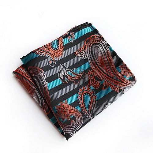 Striped Handkerchief Custom Print Soft Hanky For Men Jacquard Woven Pocket Squares For Men