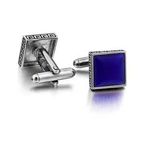 Custom Concise Style Souvenir Accessory Blue Blank Cufflinks Cuff Links or Tie Clips Custom Color Brass