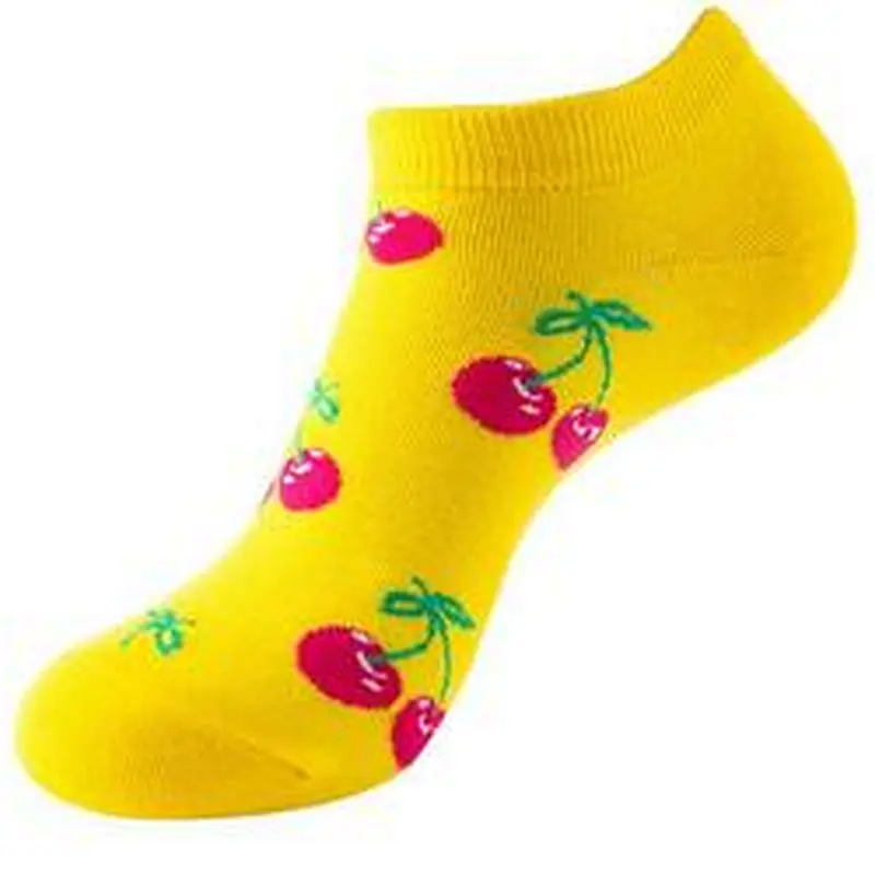 Unisex funny fashion ankle socks Low Cut Breathable Invisible Fruit Pattern Boat Ankle High Quality Socks