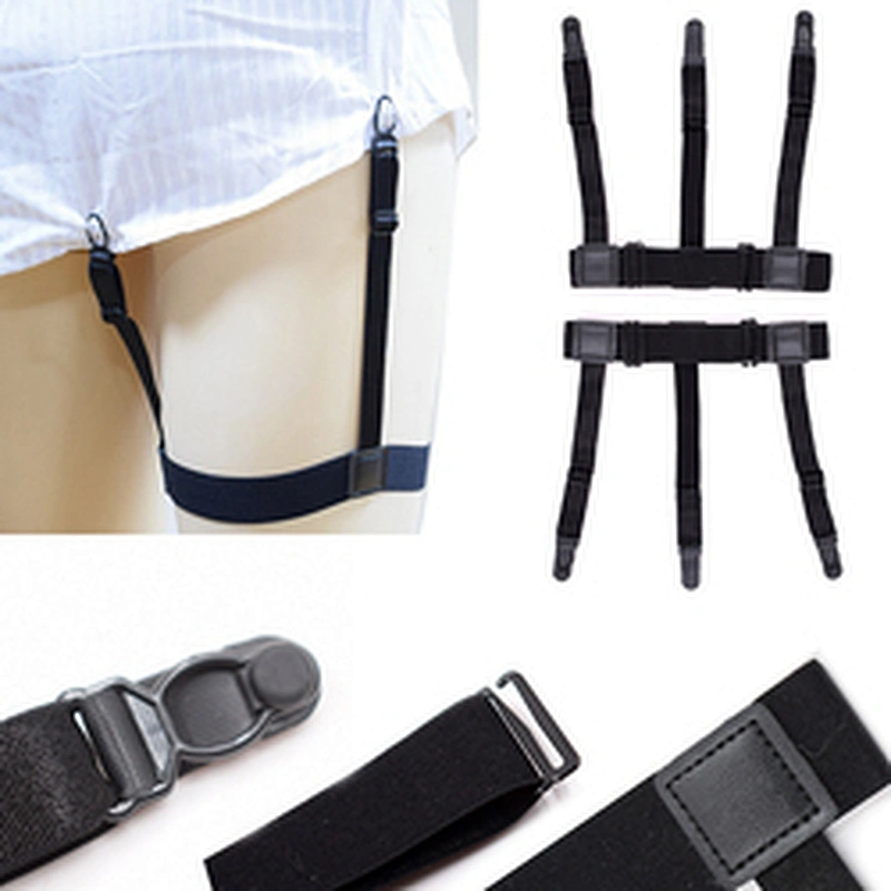 Wholesale Mens Shirt Holder Straps Adjustable Elastic Shirts Garters with Non-slip Locking Clamps