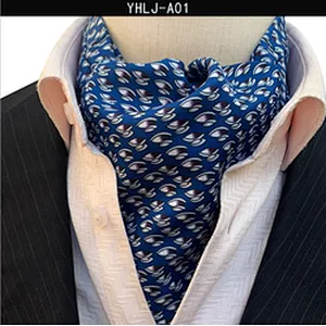Casual Mens Ascot Polyester Jacquard Woven Ties For Men Italian Classic Paisley Cravate Tie