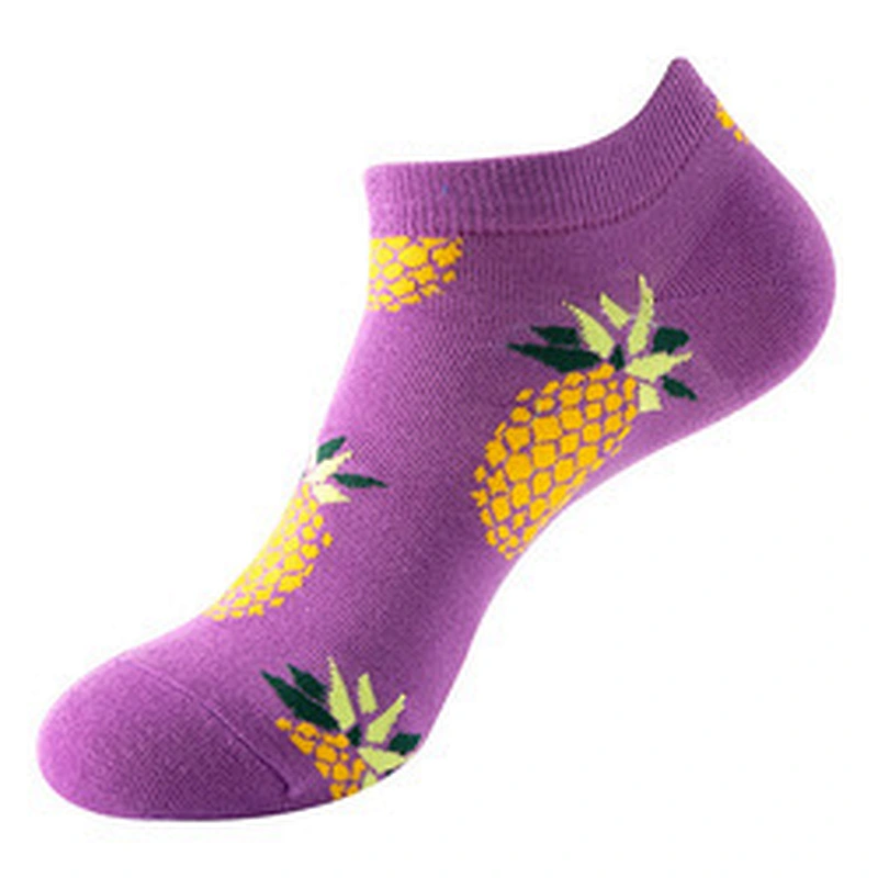 Unisex funny fashion ankle socks Low Cut Breathable Invisible Fruit Pattern Boat Ankle High Quality Socks
