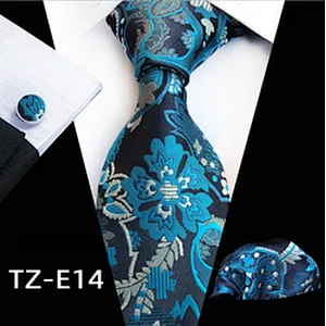Floral Necktie Set Gift Box Custom Luxury Tie Pocket Square And Cufflink Set Jacquard Woven Mens Neck Tie Set Box