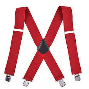 Wholesale 5cm width solid color Adjustable 4 Clip X-Back Heavy Duty Clip Mens Suspenders Elastic Pants Braces
