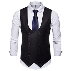 Formal Men Vest Waistcoat Cotton Custom Suit Vest Men Double Breasted Casual Solid Chalecos Hombre