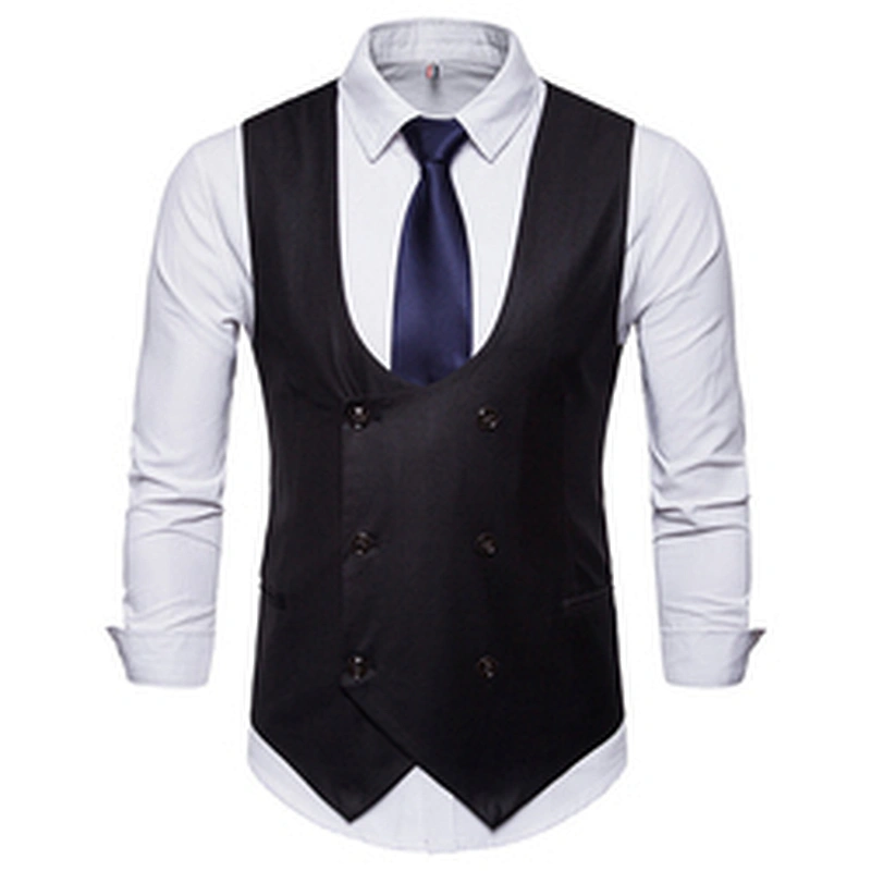 Formal Men Vest Waistcoat Cotton Custom Suit Vest Men Double Breasted Casual Solid Chalecos Hombre