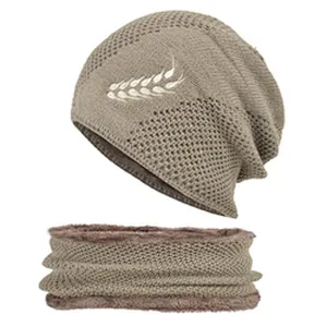 2021 fashion wholesale custom men ladies jacquard knitted winter hat and scarf set