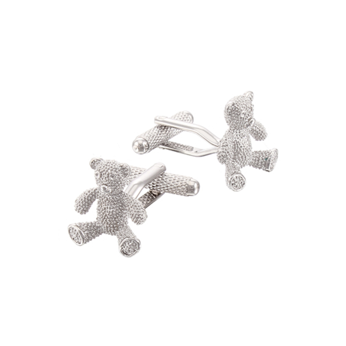 Men's custom silver bear cufflink
