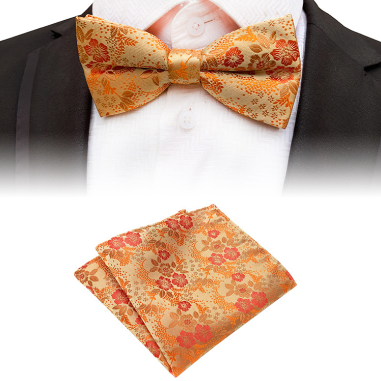 Casual Pocket Squares for Men Floral Men Bow Tie Sets Handkerchief Set Custom Mens Bow Ties and Hanky Sets