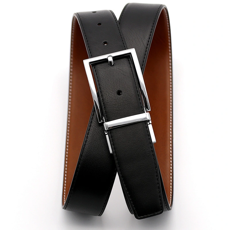 Men's leather belt wholesale rotary pin buckle belt men's leisure versatile double-sided leather belt