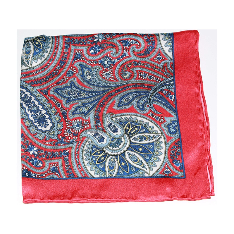 Pink Check STRIPE Printing Flower Custom Hanky Silk Foldable Pocket Square Women Handkerchief 100% Silk Men Custom Printed Logo