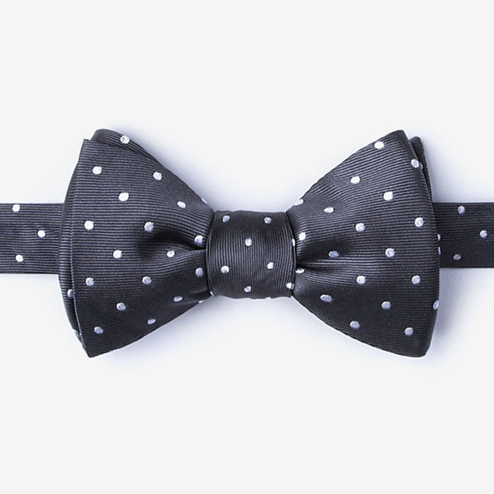 white dot bow and necktie set dark grey for mens