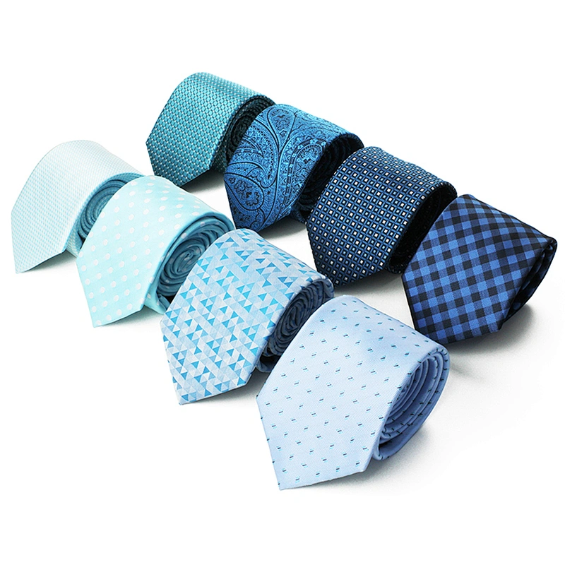 Navy blue silk ties men custom logo Stylish Dot cravate homme wholesale Jacquard neck ties for men