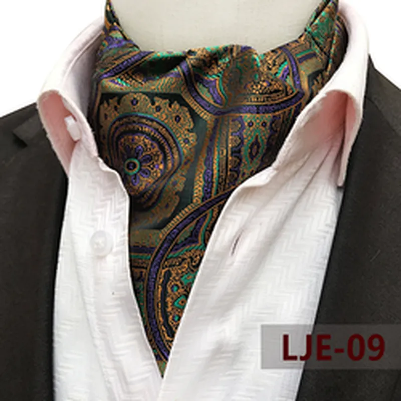 Casual Cravate Homme Classic Paisley Folard Mens Ascot Polyester Jacquard Woven Ties For Men Italian