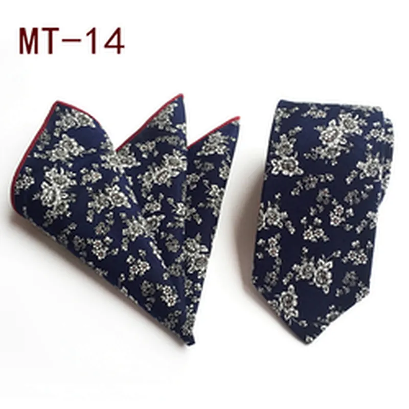 Casual Neckties with Pocket Squares Floral Men Ties and Hanky Set Classic Neck Ties For Men
