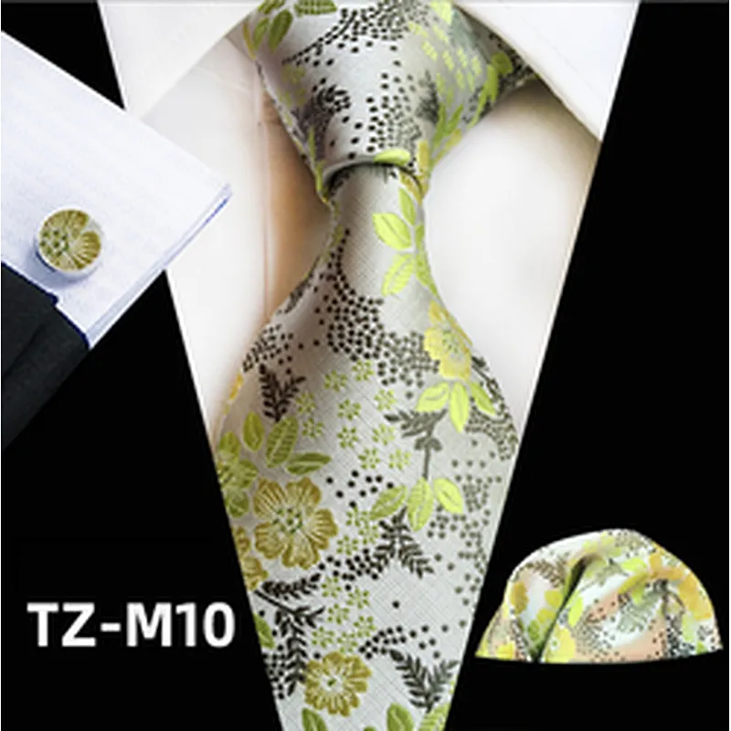 Luxury Neckties With Pocket Squares Casual Ties For Men Italian Wholesale Men Ties And Hanky Cufflinks Set
