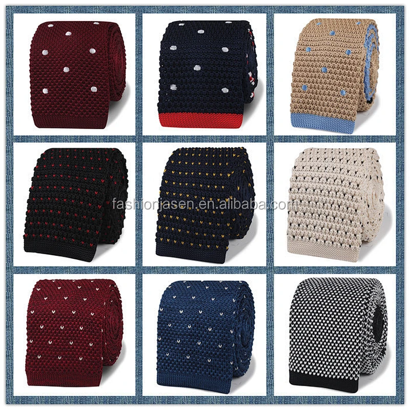 fashion mens polyester plain knit tie