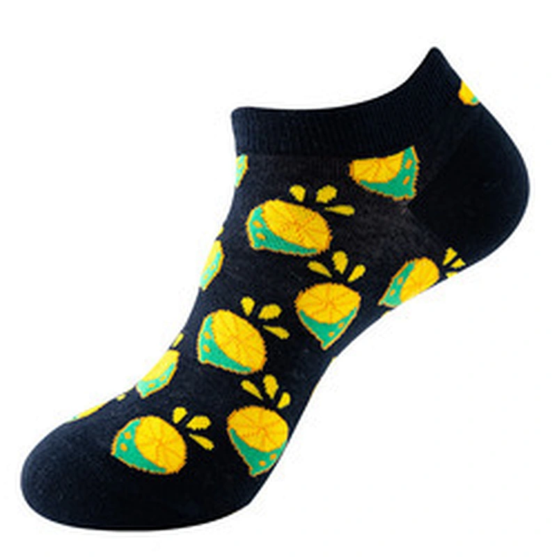 Unisex funny fashion ankle socks Low Cut Breathable Invisible Fruit Pattern Boat Ankle High Quality Socks