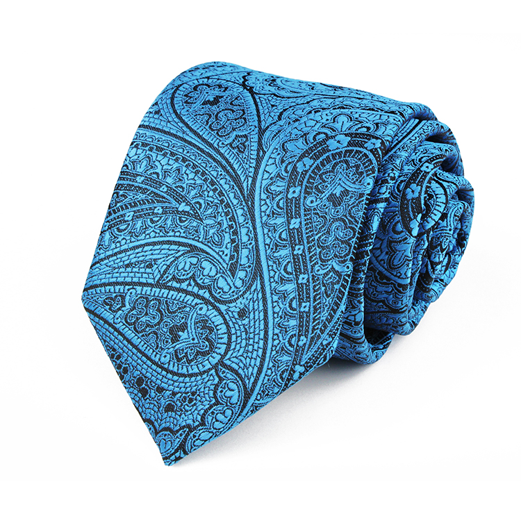 Wholesale Sublimation Polyester Ties Blue Cravate homme Jacquard Woven Paisley Ties Men Custom Logo