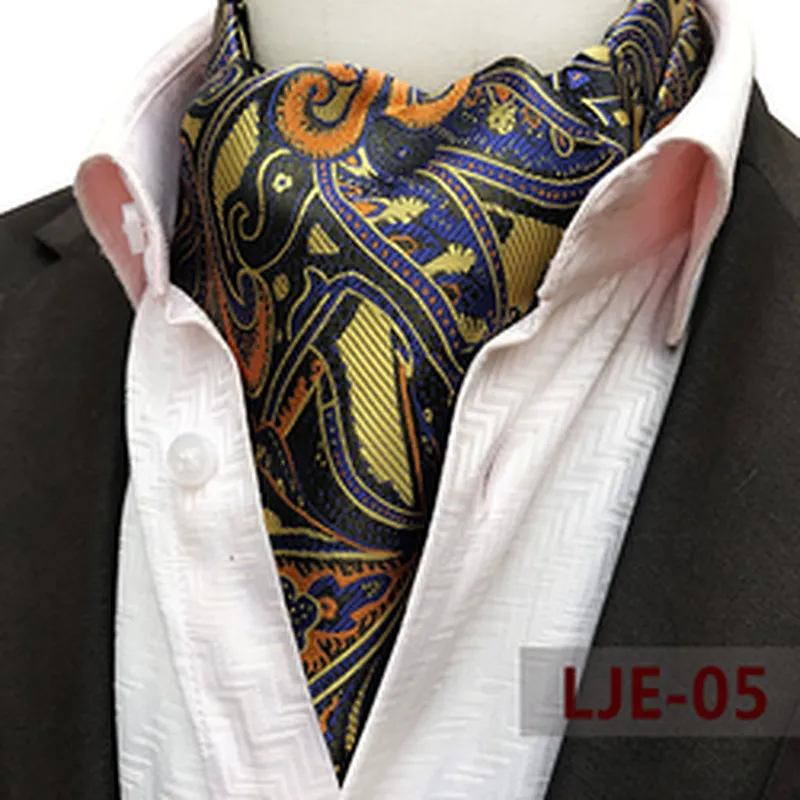 Casual Cravate Homme Classic Paisley Folard Mens Ascot Polyester Jacquard Woven Ties For Men Italian