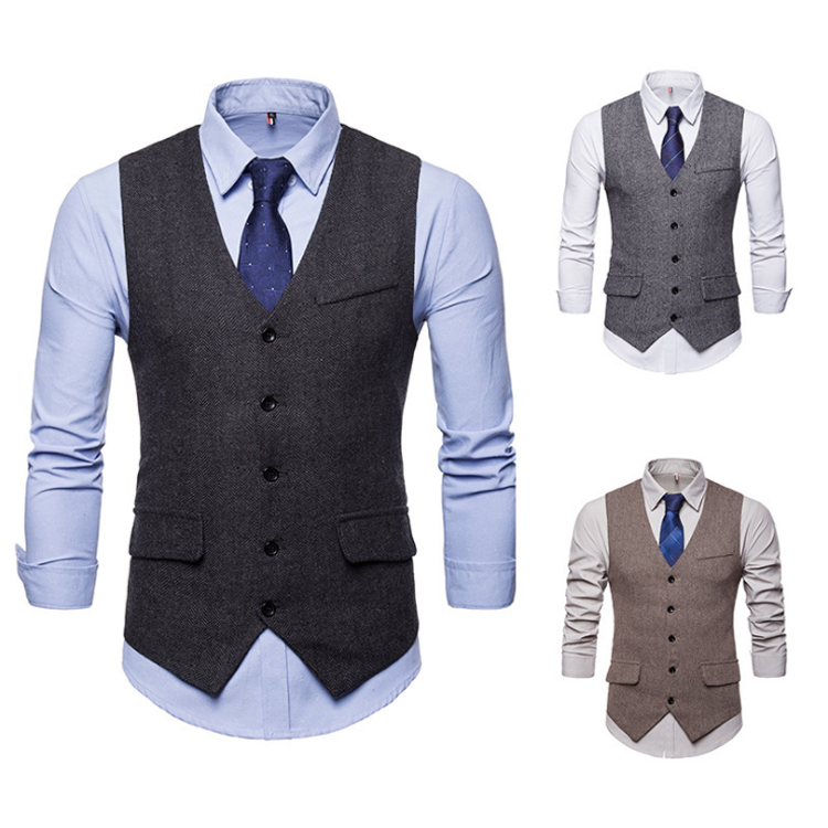 Smart Casual Black Suit Vest Men Single Breasted Chalecos Hombre Formal Solid Men Vest Waistcoat