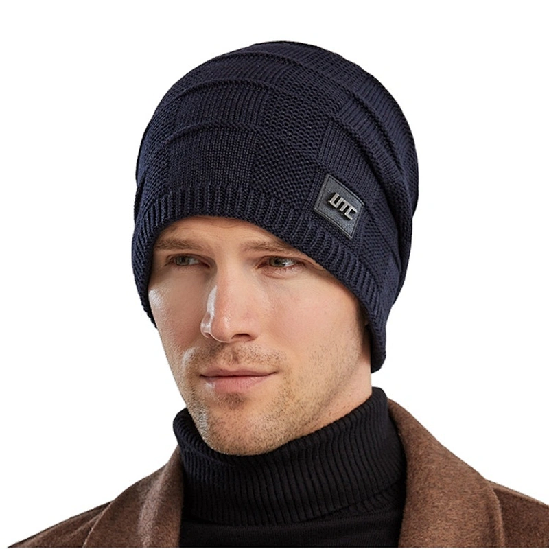 High Quality Winter Plain Dyed Custom Knitted Hat 100% Acrylic Warm Knitted Beanie Custom Logo