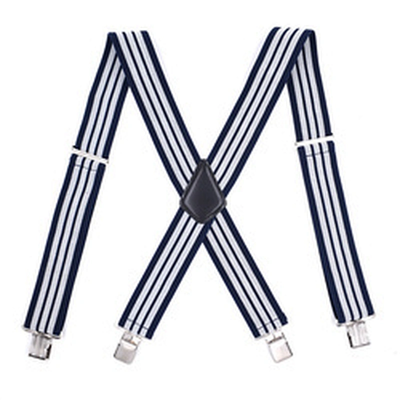 Wholesale 5cm width solid color Adjustable 4 Clip X-Back Heavy Duty Clip Mens Suspenders Elastic Pants Braces