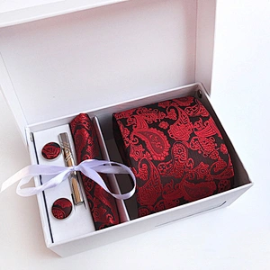 Casual Neckties With Pocket Squares Custom Men Ties and Hanky Set Paisley Tie Pocket Square and Cufflink Set Gift Box