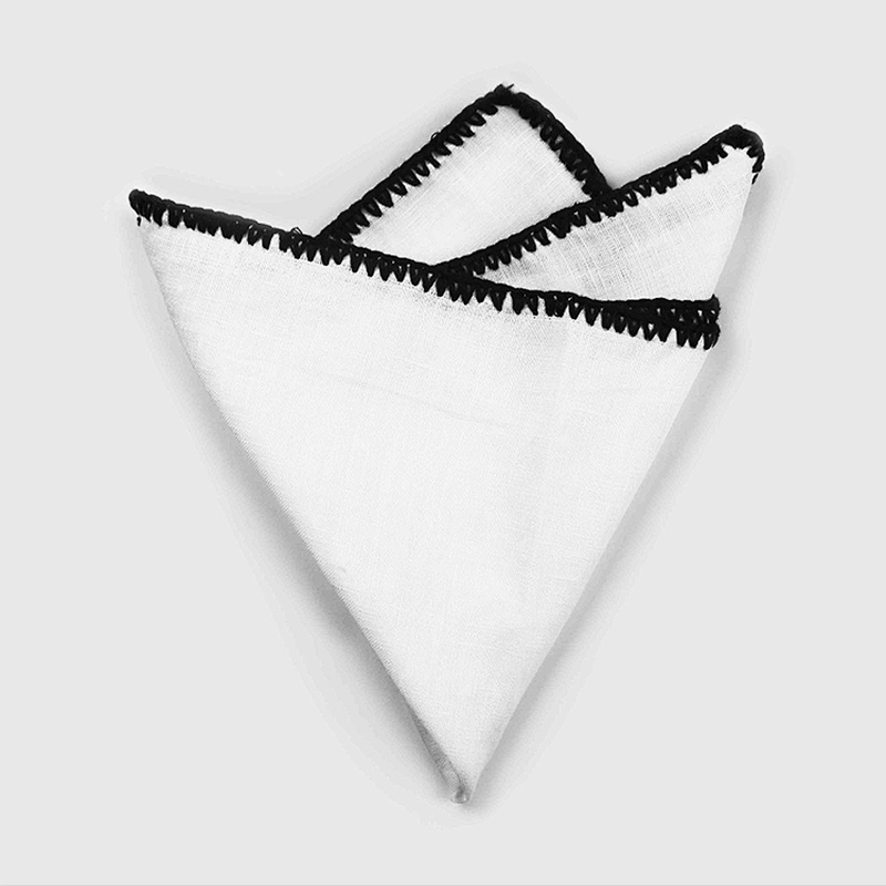 wholesale linen pocket square costom design linen handkerchief white for men