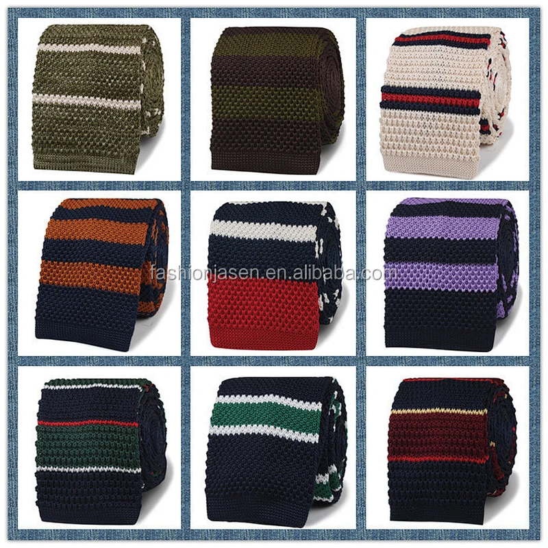 fashion mens polyester plain knit tie
