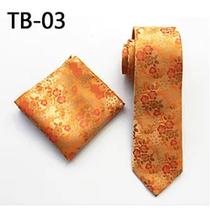 Wholesale Men Ties and Hanky Set Fashion Floral Neckties with Pocket Square Grid Ensemble Cravate Mouchoirs