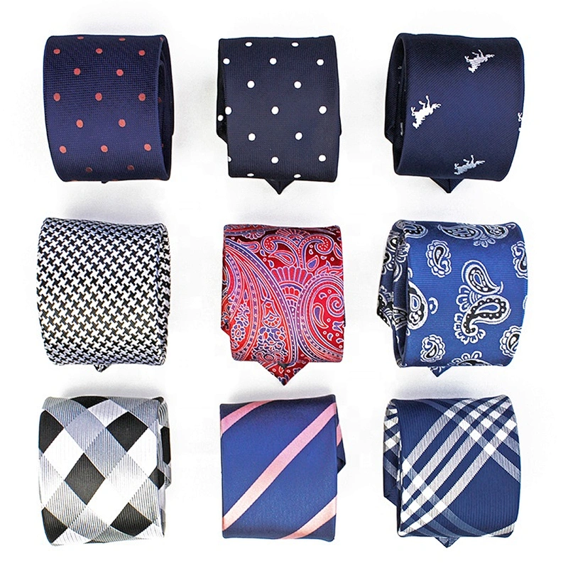 wholesale high quality jacquard striped silk polyester neck ties for men