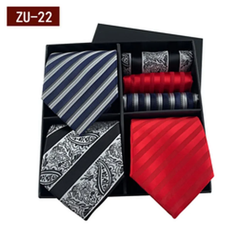 Luxury Mens Ties and Pocket Square Set 2021 Regular Men Ties and Hanky Set Custom Men Necktie Set Gift Box