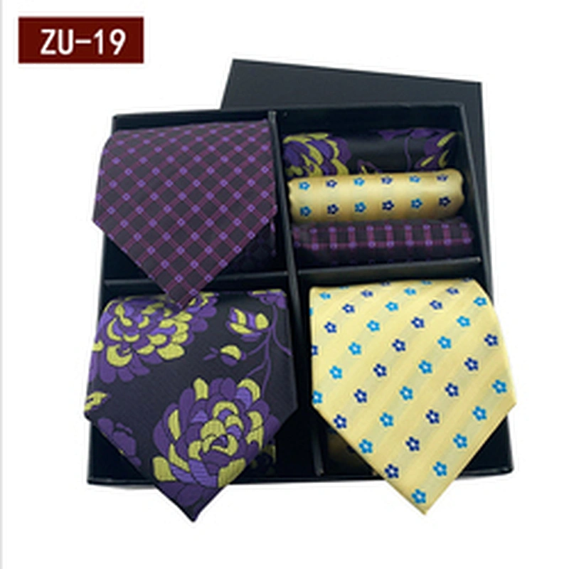 Fashion Gravata Masculina Luxury Jacquard Mens Ties Silk Box Set Custom Necktie Set Gift Box With Logo