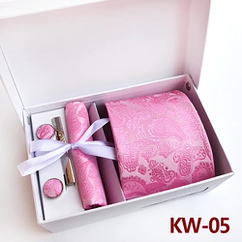 Paisley Neckties With Pocket Squares Custom Tie Pocket Square and Cufflink Set Gift Box Fashion Men Ties and Hanky Set