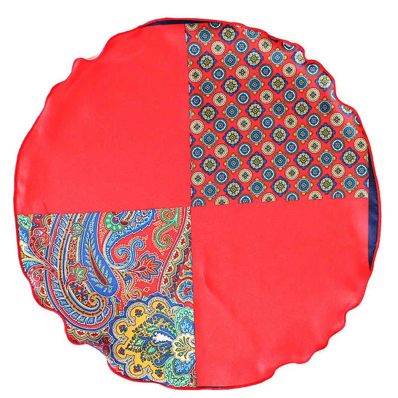 round pocket square handmade stylish handkerchief pocket square men's hanky PR0018