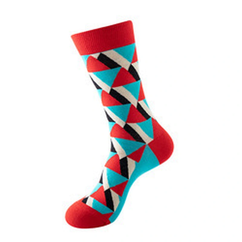 wholesale geometric pattern fashion socks Amazon hot sale socks men and women personality trend socks cotton stockings