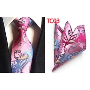 Custom Men Ties and Hanky Set Casual Paisley Neckties with Pocket Square Geometry Ensemble Cravate Mouchoirs