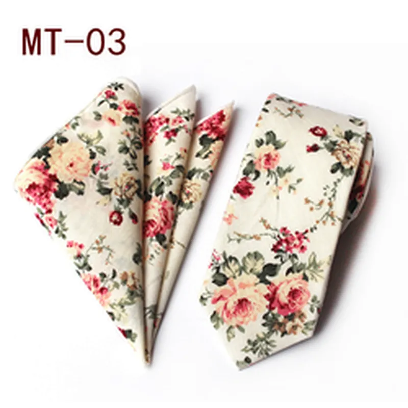 Floral Neckties with Pocket Squares Casual Neck Ties For Men Classic Men Ties and Hanky Set