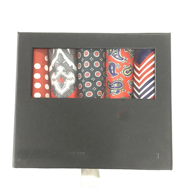 Wholesale High Quality Custom Handkerchief Gift Box Sets Men 100% Polyester/100%cotton/100%silk Custom Printed Logo