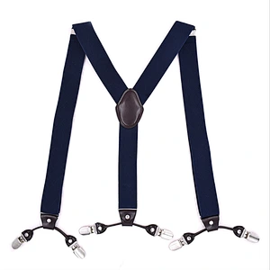 High Quality 3.5cm width elastic adjustable Jacquard Woven 6 Clip Y Shape Wedding Suspenders For Men Trousers