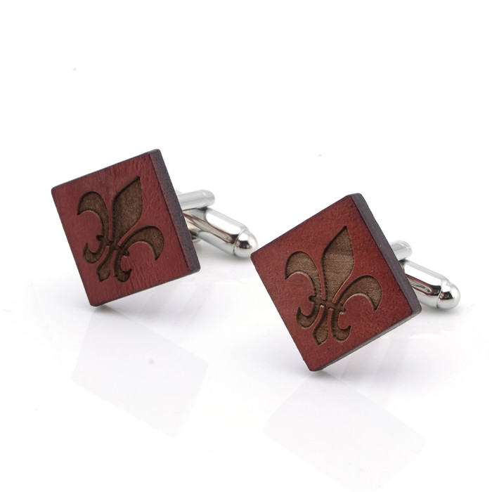 2018 NEW Styles Wood CUFFLINKS Cuff Links or Tie Clips Brass and Wood Silver Steel Plating