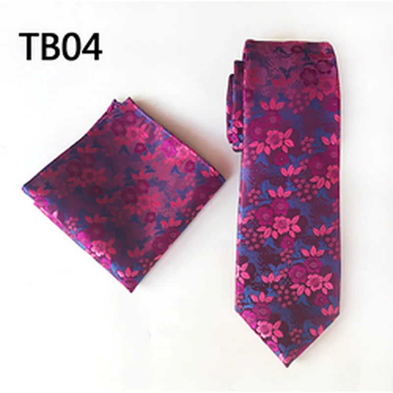 Wholesale Men Ties and Hanky Set Fashion Floral Neckties with Pocket Square Grid Ensemble Cravate Mouchoirs